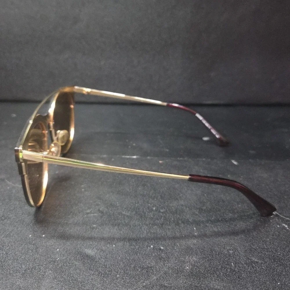 Donna Rose Gold Double Bridge Round Sunglasses DN358 Brown Tint Glitter Detail